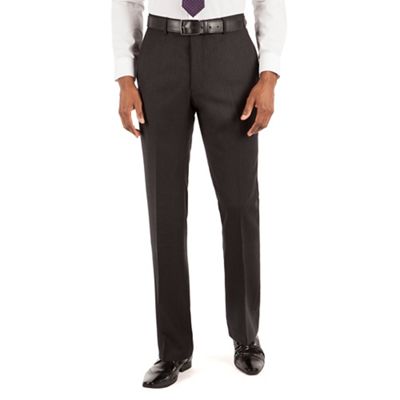 Hammond & Co. by Patrick Grant Charcoal herringbone plain front tailored fit suit trouser